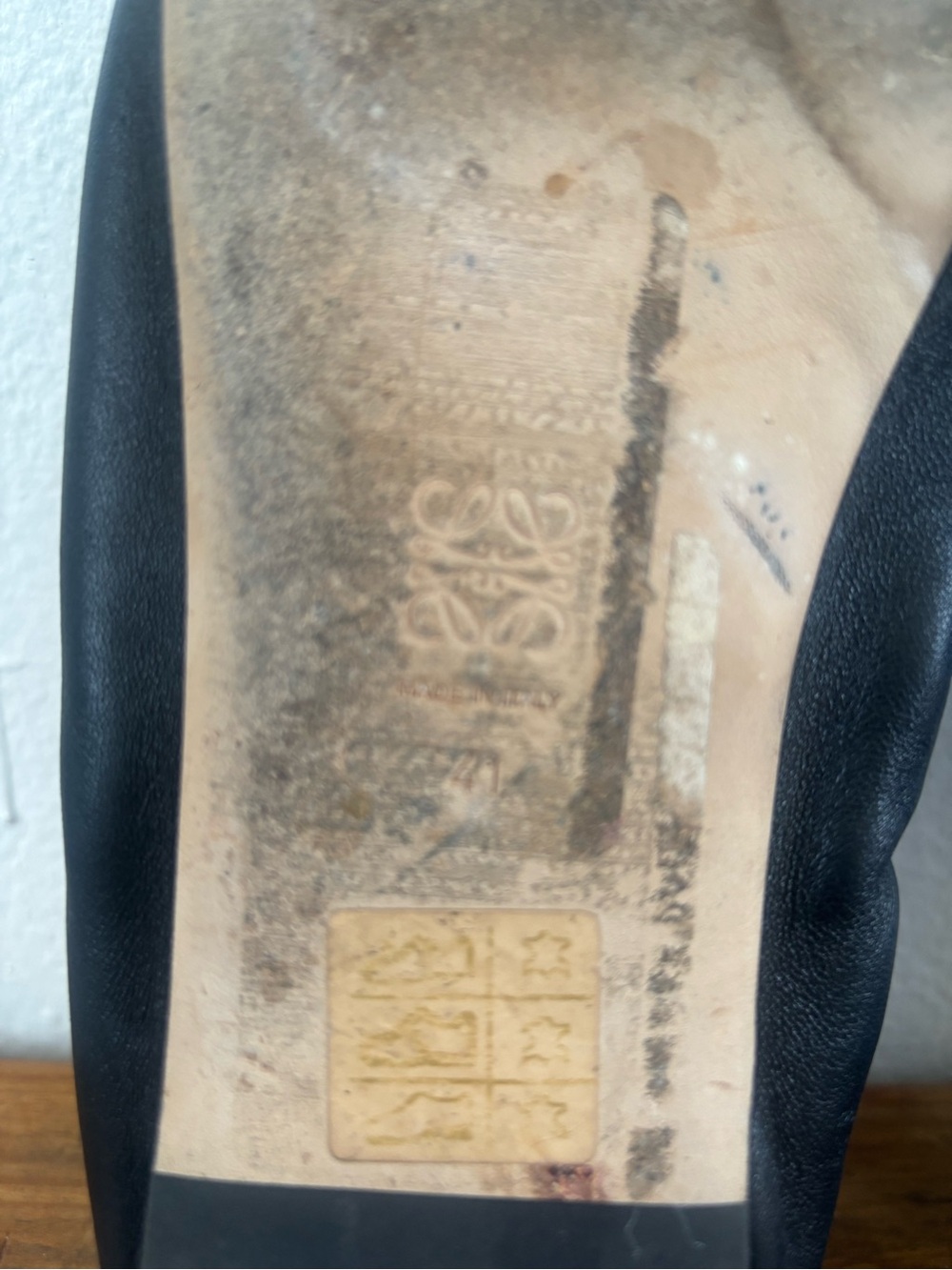Loewe black leather square toe ballet flats 41 - Picture 7 of 7